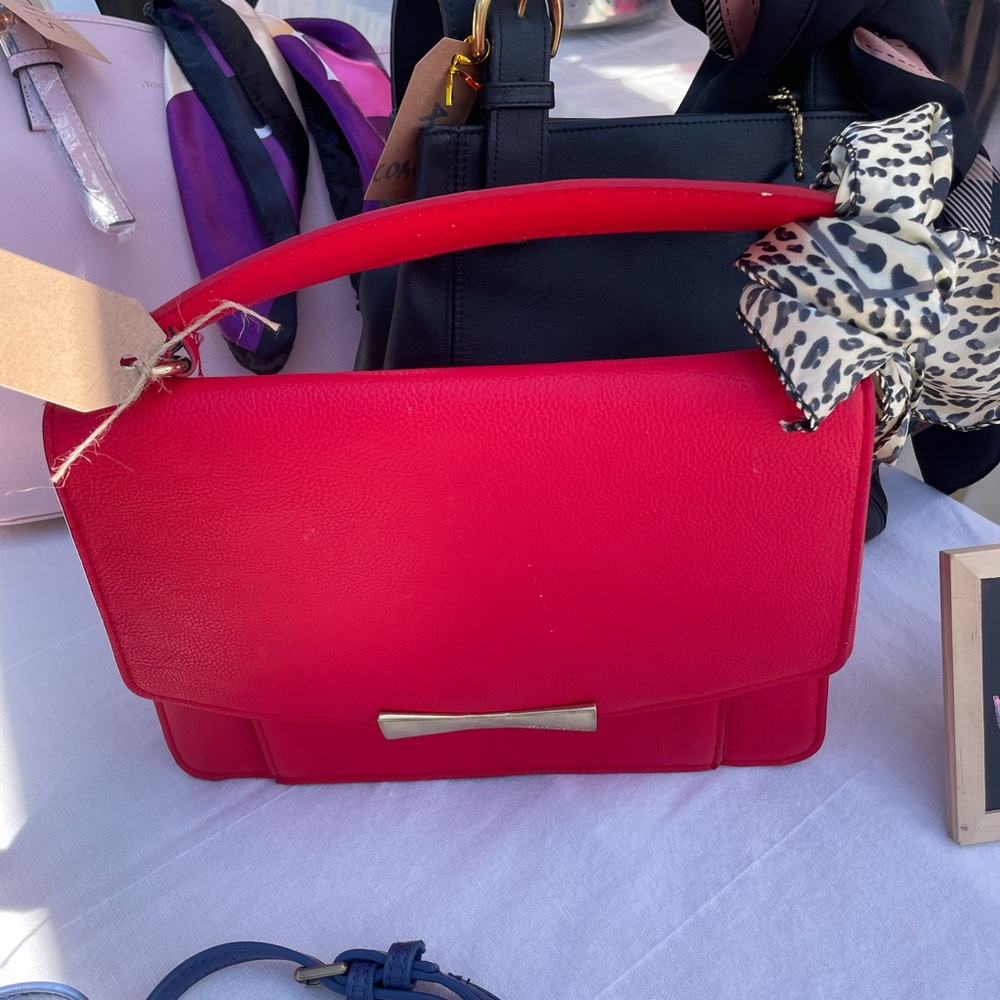 Betsey Johnson Elegant Red Handbag with Bow Accent